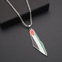 YQ 316L Stainless Steel Palestine Pendant Chain Necklace For Men Women Jewelry Accessories With 60cm Twisted Rope Chain