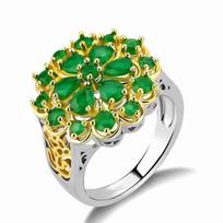 Hot Sale Classic Silver Color Inlaid Garnet Red Zircon Flower Shape Ladies Banquet Ring   Whole Sale 5