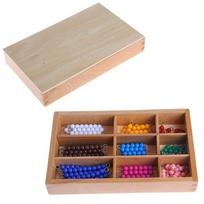 Montessori matematikos priemonė 1-9 karoliukų strypelis medinėje dėžutėje Ankstyvojo ikimokyklinio amžiaus žaislas