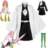 bilibili Anime Demon Slayer Kanroji Mitsuri Cosplay Kimetsu no Yaiba Kostiumas Kimono Uniforma Perukų Rinkinys Helovino Karnavalo Drabužiai L-(Full set+wig)