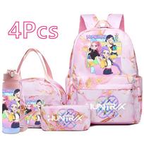 4 vnt./rinkinys Animacinis K-Pop spausdintas Kuprinė Rankinė Pieštukinė su 750 ml Vandens Buteliuku Paaugliui Berniukui Mergaitei Mokyklinė Didelės Talpos Knygų Krepšys Mochila