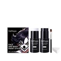 Halloween Black White Face Body Paint Kit Full Coverage Lighweight Foundation Clown Joker Makeup Festive Makeup Accessories Set 16g