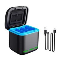 Battery Charger For GoPro Hero 12/11/10/9 Fast Charging Box 3 Channel Battery Charger Station with Cable Batteries Storage Case