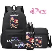 4 vnt./rinkinys Anime Animacinis K-Pop Spausdintas Kuprinė su 750 ml Vandens Buteliuku Paaugliui Studentui Mergaitei Berniukui Kuprinė Vaikui Dovana Didelės Talpos Kelioninė Rankinė