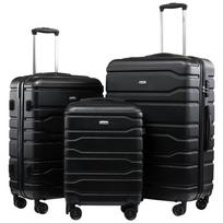 Naujas 20''24/28 colių bagažo rinkinys Kelioninis lagaminas ant ratų Vežimėlis Bagažo salono lagaminas Nešiotis kietame bagažo madingame krepšyje 3PCS set juoda