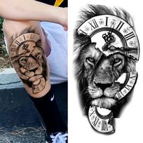 Kryžiaus liūto laikinos tatuiruotės moterims, vyrams, vaikams, suaugusiems, juodos gyvatės dievo tatuiruotės, tikroviškos netikros piktojo demono 3D gėlių tatuiruotės lipdukas