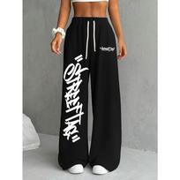 Women's Y2K Street Style Oversized Letter Printed Sports Jogging Pants, Fashionable and Trendy Home Clothes, Comfortable S