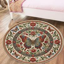 Drugelio Retro Apvalus Kilimas, Kilimas Svetainei, Miegamajam, Sofai, Žaidimų Kambariui Dekoruoti, Neslystantis Grindų Kilimėlis86 80cmx80cm