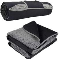 Black Waterproof Multi-functional Fleece Outdoor Picnic and Camping Blanket 150x200 cm juoda