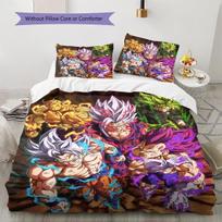Son Goku Pattern Bedding,Quilt Set Quilt Cover Pillowcase Home Birthday Gift (1 * duvet cover + 2 * pillowcase, without core) 135x200cm