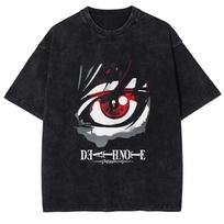 Klasikinis japoniškas anime Death Note spausdintas marškinėlis vyrams, skalbtas, oversized, retro gatvės stiliaus, medvilniniai, trumparankoviai, laisvi, moteriški, vyriški drabužiai L