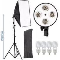 Softbox 235 cm, 4 lemputės, 45W 5500K, fotografijos apšvietimas, studijinė lempa, Minkštaduobė