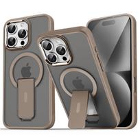 Prabangus Magsafe sulankstomas stovas Magnetinis telefono dėklas, skirtas iPhone 16 15 14 Plus 13 12 11 Pro Max Matinis permatomas galinis dangtelis iPhone 11 juoda