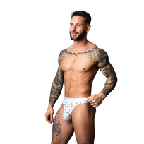 Male Power Soo Cumfy Thong S/M White Marble Modal Underwear