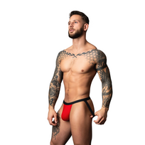 Male Power Hot Mesh Jockstrap L/XL Red-Black Comfort Fit