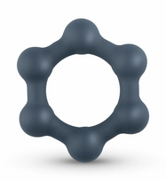 Boners Hexagon Silicone Ring with Integrated Steel Elements, Black