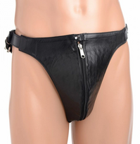 Master Series Spiked Leather Jockstrap with Adjustable Straps, Black