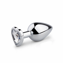 Rimba Aluminium Heart Gem Plug - Medium, Tapered, Polished Silver