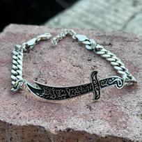 Vintažinis nerūdijančio plieno Zulfiqar kardas Apyrankė, Hip Hop Punk mada Islamo Amuletas Apyrankė, Retro vyriškas