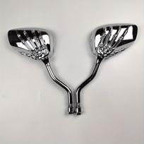 2vnt (Kairė Dešinė) Universalus motociklo galinis veidrodėlis, chromuotas motociklo skeletas, kaukolė, ranka, letenė, galinio paspirtuko veidrodis