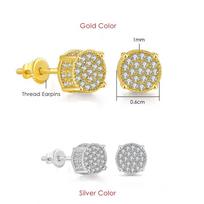 Rokas Hip Hop Iced Out Stud Out Auskarai vyrams Vyriški ledo dygliuoti cirkonio aukso spalvos Auskarų vėrimas ausyse Hiphop Trend Gold-Silver Color