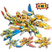 4 viename nindzė drakonas Mech Mini modelis Veiksmo figūrėlė Statybiniai blokeliai Suderinami Animacinių filmų Anime Miestai Vaikų žaislai Dovanos