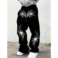 Men's Dark Casual Sports Wide Leg Pants, Loose All Season Long Pants, Sports Pants, Gothic Punk Hip-hop Y2K