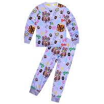81278 Kids Girls KATSEYE Print T-Shirt Top Pants Pajamas Sleepwear 2 Pieces Sets 110cm violetinė