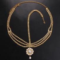 Akmens gerbėjų imitacija perlų pakabukas galvos grandinėlė papuošalai Indijos vestuvių Kalnų krištolo mergaičių Tiara Kaktos aksesuarai Moterų galvos apdangalas Gold Hair Chain