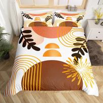 Boho Mid Century Duvet Cover Abstract Geometric Comforter CoverModern Minimalist Queen Bedding SetsGeometry Line Art Bed Set EU Single(135*200cm)3pcs