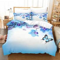 3D Print Blue Butterfly Bedding Set Soft Comforter Cover With 1/2Pcs Pillow Shams For Kids Adults Microfiber Quilt Cover EU Single(135*200cm)3pcs gray
