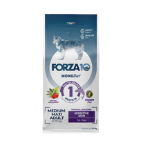 FORZA10 Monodiet Sensitive Skin Medium/Maxi Adult su žuvimi, šunims sausas pašaras, 10 kg