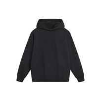 Li Ning Vienos spalvos Fleece su gobtuvu džemperis Vyriški viršutiniai drabužiai Juodas AWDT747-3 L