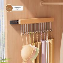 Ištraukiamas slankiojantis pakabukas spintos organizatoriui, skirtas diržams, kaklaraiščiams, maikutėms, skaromoms, drabužių spintai, spintos organizatoriams ir saugojimui 8 Hooks Left-pull 1pc ruda