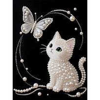 DIY The Kitten and The Butterfly Diamond Art Kits Without Frame 35x45cm Gem Art Diamond Painting Kits for Adults/Beginners Gift Idea Home Wall Decor 35x45cm