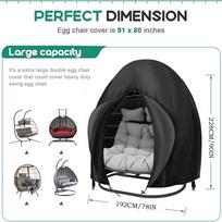 Terasos kabamos kiaušinio formos kėdės užvalkalas, atsparus vandeniui, 210D, tvirtas, dvivietis, sūpynės, kiaušinio formos kėdės užvalkalai, baldų apsauga juoda