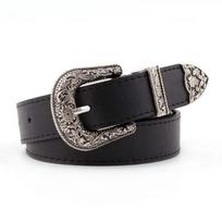 Juodas Odinis Moteriškas Diržas Vintažinis Raštas Metalinė Sagtis Juosmens Diržai Moterims Kaubojiškų Kelnų Diržas Juosmens Juosta Ceinture Femme juoda