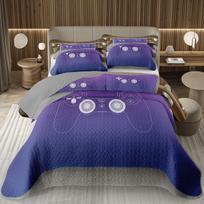 Gamer Bedspread Gaming Coverlet Cool Games Gamepad Bedding Set For Kids Teen Game Room Decor Game Controller Quilted Bed Cover EU Single(135*200cm)3pcs
