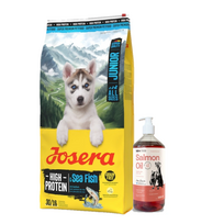 JOSERA High Protein Adult Sea Fish 12,5 kg + LAB V Lašišų aliejus šunims ir katėms 1000ml