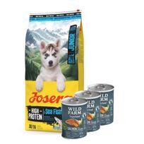JOSERA High Protein Adult Sea Fish 12,5 kg + Wild Farm Superfood Salmon lašiša 3x400 g pašaro šunims be grūdų