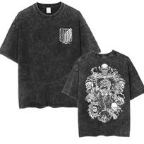 Attack On Titan Išskalbti Oversized Marškinėliai Gatvės Hip Hop Vyrai Moterys Medvilniniai Drabužiai Marškinėliai Harajuku Y2k Aukštos Kokybės Moteriški Vyriški Drabužiai L