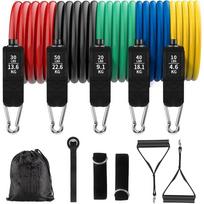 Set of 11 Resistance Bands with Handles Exercise Bands for Working Out for Men For Women Fitness Strength Training Equipment At Home blue