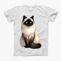 Ragdoll katė Minimalistinis katės mylėtojo ilgomis rankovėmis marškinėliai Marškinėliai, berankovė, ilgomis rankovėmis, džemperis, gobtuvas vyrams, moterims, vaikams S balta