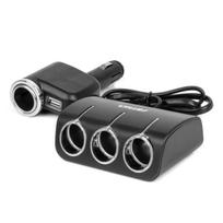 Trijų lizdų prailgintojas su įkrovikliu 1x USB-A + 1x cigarečių uždegiklis 12/24V 120W 80 cm AMIO-04360