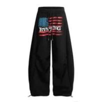 Street Letter Printed Elastic Waist, Casual Wide Leg Pants, Men's and Women's Multifunctional Sports Pants S