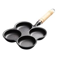 Cast Iron Four-Hole Non-Stick Breakfast Pan for Eggs, Burgers, and Dumplings