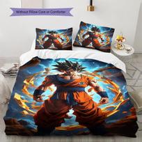 Dragon Ball Super Pattern Bedding,Quilt Set Quilt Cover Pillowcase Home Birthday Gift (1 * duvet cover + 2 * pillowcase, without core) 135x200cm