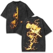Anime Demon Slayer Kamado Tanjirou Iguro Obanai Print T Shirt Men Manga Tshirts Washed Cotton T-shirt Harajuku Male Vintage Tee Female Male Clothing L