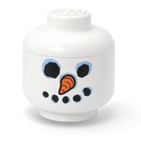 Baltos spalvos plastikinė vaikiška daiktadėžė ø 24x27 cm Head Snowman L – LEGO®