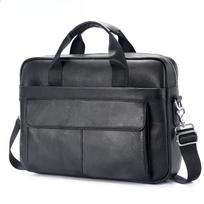 Vyriškas didelės talpos verslo portfelis iš pirmo sluoksnio karvės odos, nešiojamas kompiuterio, vieno peties, retro, crossbody krepšys 40cm*7cm*30cm juoda